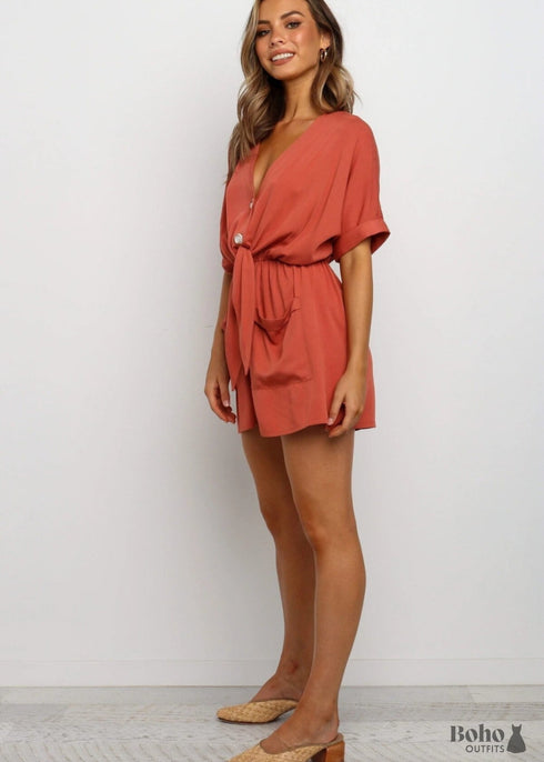 Red & Green Boho Jumpsuit Nina